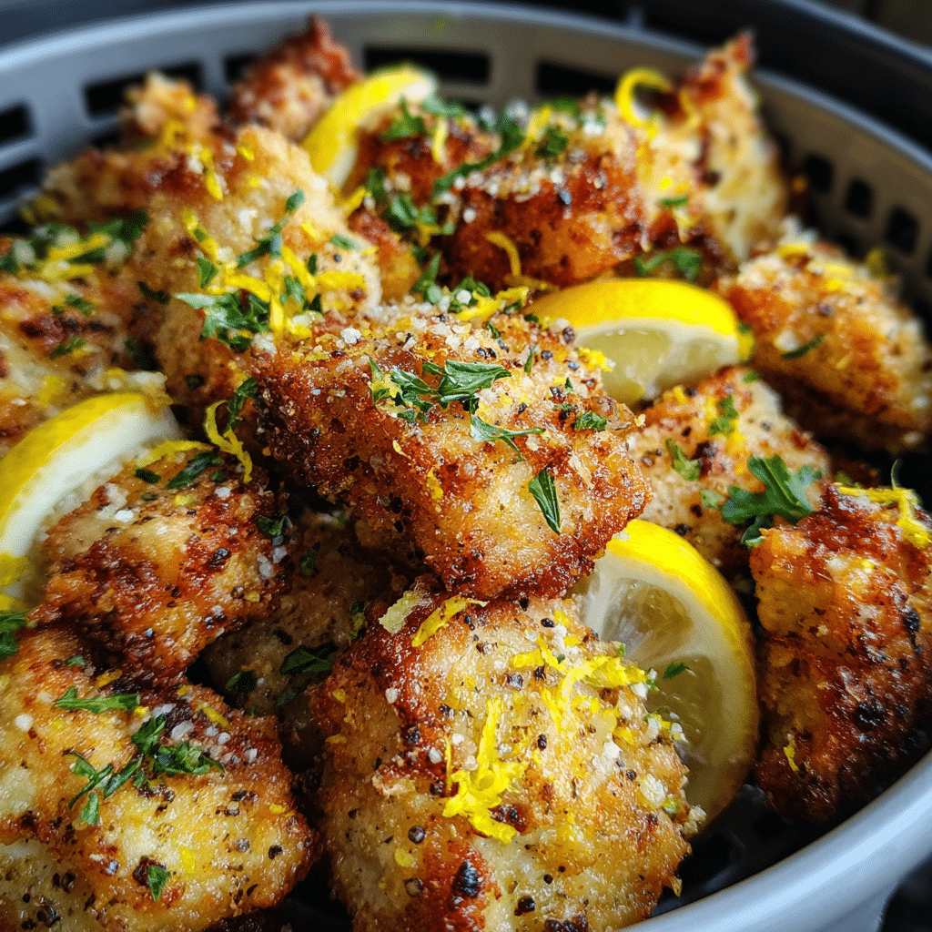 Crispy lemon pepper chicken bites in air fryer