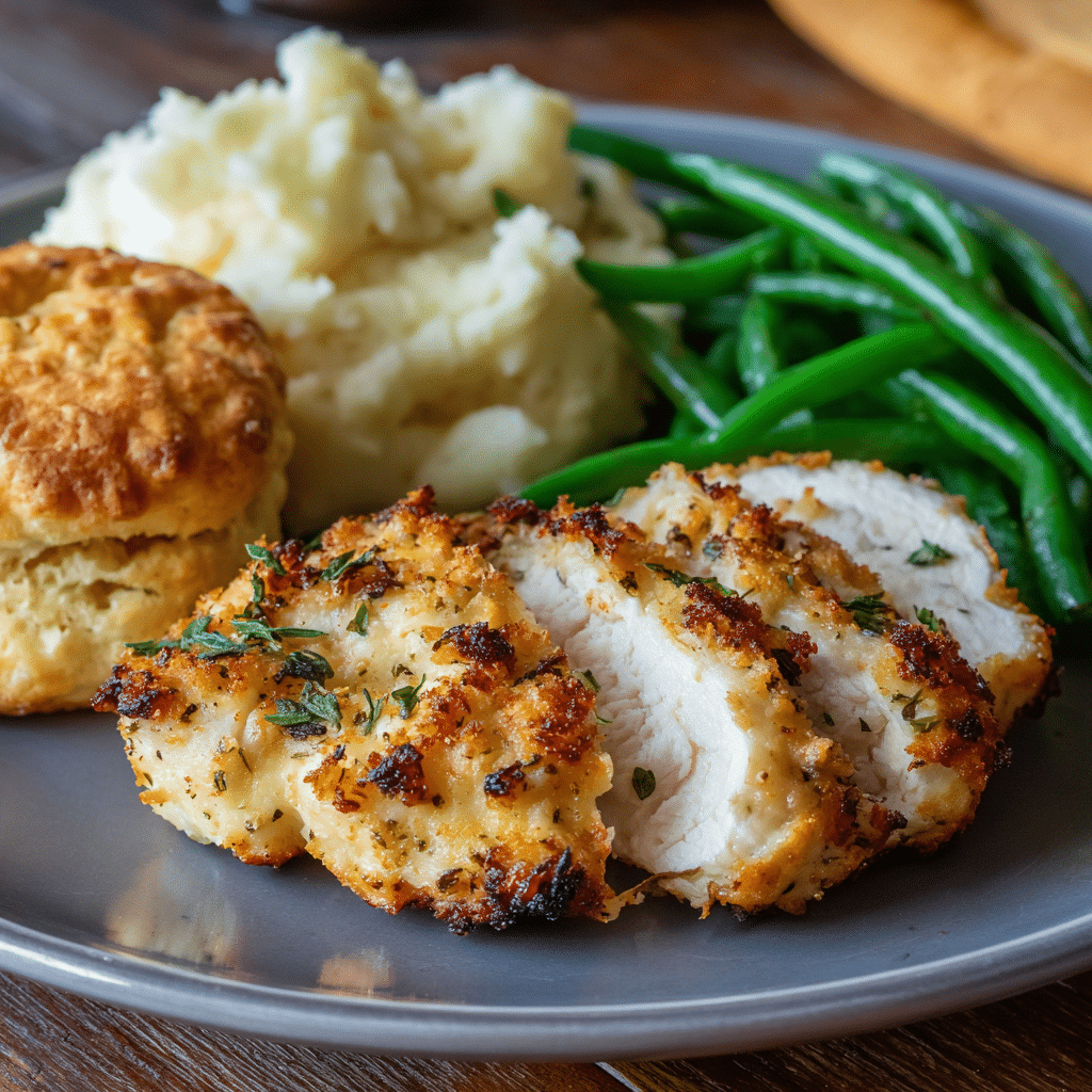 Air Fryer Ranch Chicken served with mashed potatoes