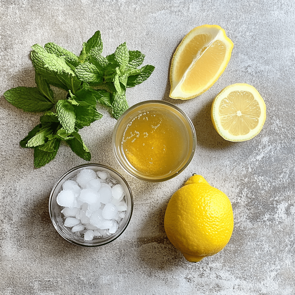 Ice water hack ingredients flat lay