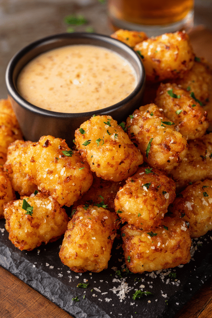 Garlic parmesan Ore Ida tater tots in air fryer