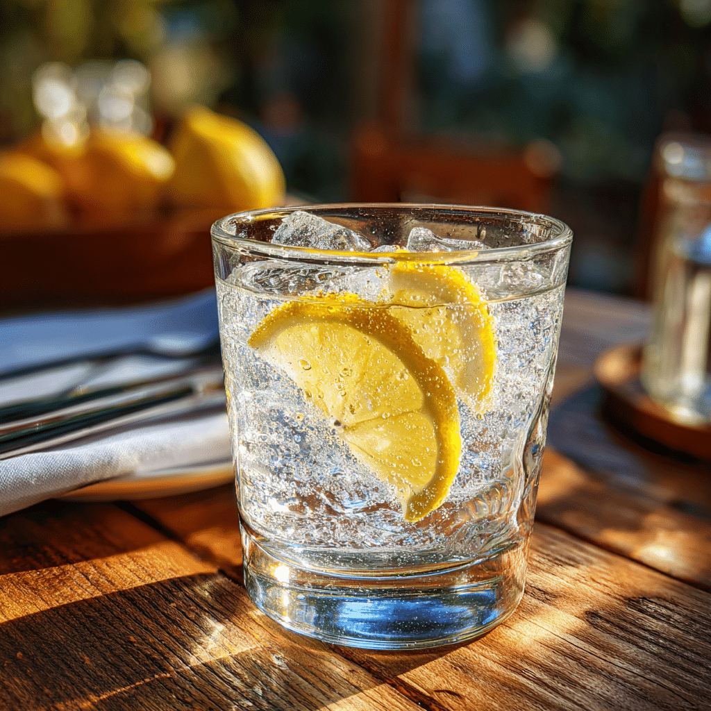 Ice water hack to lose weight with lemon on a breakfast table