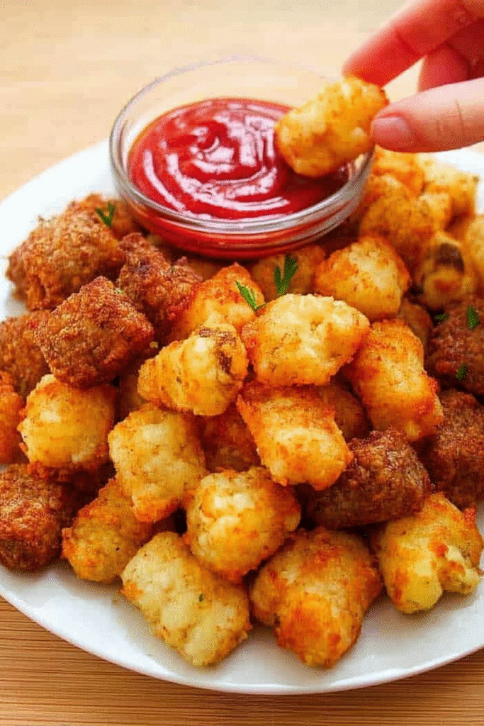 Air Fryer Garlic Butter Steak Bites sizzling in air fryer basket