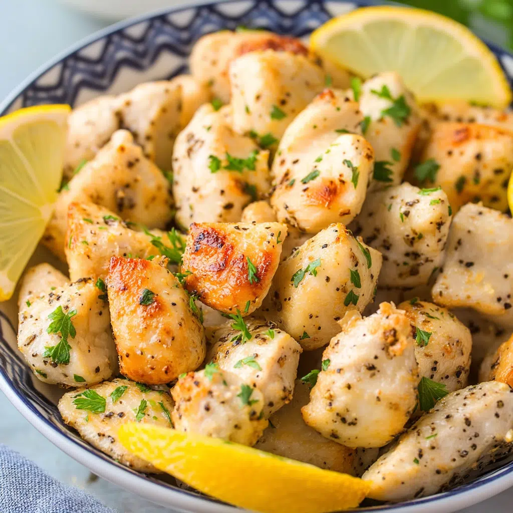 Air Fryer Lemon Chicken Bites in a serving bowl