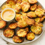 Crispy air fryer fried pickles with ranch dip