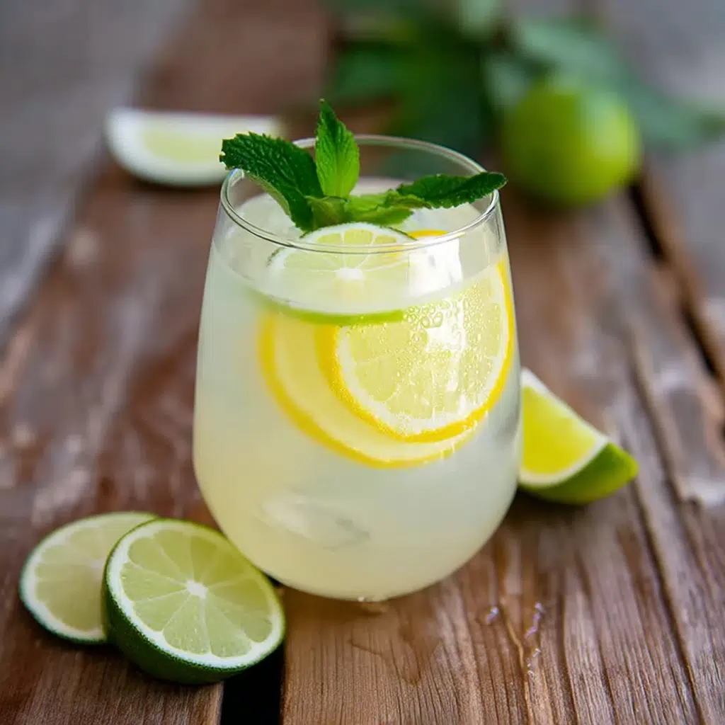 Fresh Lemon-Lime Fizz in a chilled glass with citrus slices